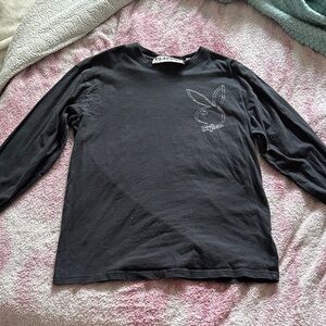 PLAYBOY Black Long Sleeve Tee with Bunny Logo